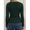Womens Lace Long Sleeve Top Paneled Henley Shirts Y2k 2000s Fitted Going Out Tops Blouse(2 Green)