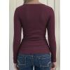 Womens Lace Long Sleeve Top Paneled Henley Shirts Y2k 2000s Fitted Going Out Tops Blouse(2 Red)