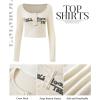 Womens Lace Long Sleeve Top Paneled Henley Shirts Y2k 2000s Fitted Going Out Tops Blouse(3-grey)
