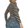 Womens Lace Long Sleeve Top Paneled Henley Shirts Y2k 2000s Fitted Going Out Tops Blouse(4 Yellow)