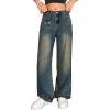 EIMMOL Straight Leg Jeans for Women Fall Fashion Cropped Mid-Rise Boyfriend Micro Stretchy Denim Ankle Pants(Vintage Blue Jeans)