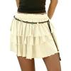 EMMIOL Flowy Skorts Skirt for Women Ruffle Hem High Waisted 2026 Summer Shorts Mini Skirts(Apricot)
