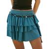 EMMIOL Flowy Skorts Skirt for Women Ruffle Hem High Waisted 2026 Summer Shorts Mini Skirts(Peacock Blue)