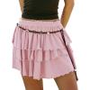 EMMIOL Flowy Skorts Skirt for Women Ruffle Hem High Waisted 2026 Summer Shorts Mini Skirts(Powder Pink)