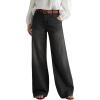 EMMIOL Wide Leg Jeans for Women Mid High Rise Baggy Jeans Y2k Boyfriend Denim Pants Casual Loose Trousers Trendy with Pockets(Black)