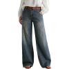 EMMIOL Wide Leg Jeans for Women Mid High Rise Baggy Jeans Y2k Boyfriend Denim Pants Casual Loose Trousers Trendy with Pockets(Denim Blue)