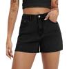 EMMIOL Women Jean Shorts High-Mid Waisted Stretchy Basic Wash Solid Denim Hot Shorts Boyfriend Casual Y2k Jorts for Summer(Black)