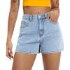 EMMIOL Women Jean Shorts High-Mid Waisted Stretchy Basic Wash Solid Denim Hot Shorts Boyfriend Casual Y2k Jorts for Summer(Light Blue)