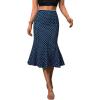 Emmiol Polka Dot Midi Skirt for Women – Elastic Mid-High Waisted Flowy Hem Satin Mermaid Skirts Casual Summer Trendy Clothes(Blue)