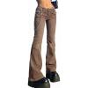 Women Bell Bottom Jeans Lace Up Bow Stretch Flare Denim Pants Cute Y2k Vintage Jeans(Brown)