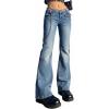 Women Bell Bottom Jeans Lace Up Bow Stretch Flare Denim Pants Cute Y2k Vintage Jeans(Light Blue)