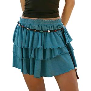 EMMIOL Flowy Skorts Skirt for Women Ruffle Hem High Waisted 2026 Summer Shorts Mini Skirts(Peacock Blue)