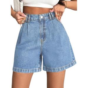 EMMIOL Jean Shorts for Women High Waisted Wide Leg Denim Shorts Stretchy 2026 Summer Casual Bottoms(Light Blue)