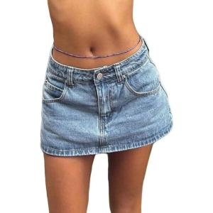 EMMIOL Skirts for Women Mid/Low Rised Sexy Mini Dress 2026 Trendy Fall Y2k Clothes Denim Skirt(Blue)