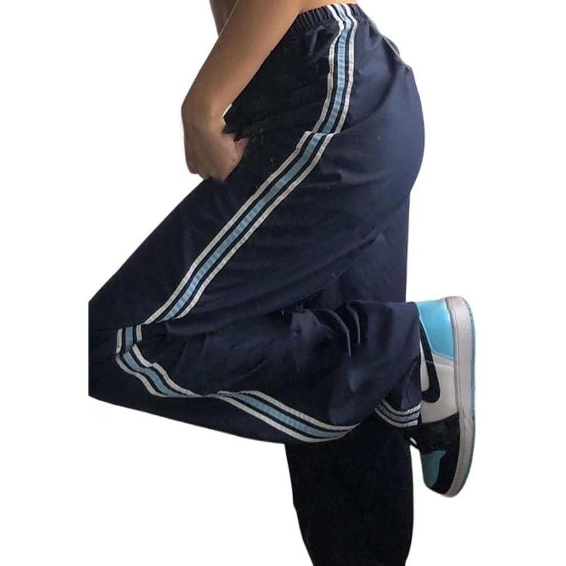 image:imageEMMIOL Y2K Baggy Nylon Track Pants Women High Waist Contrast TrousersBlue