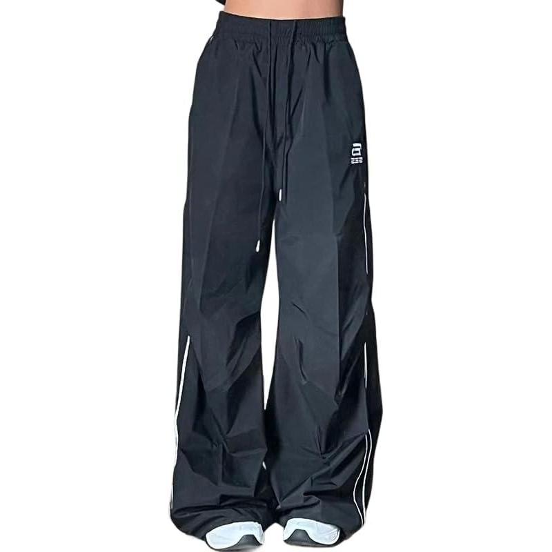 image:imageEMMIOL Y2K Baggy Nylon Track Pants Women High Waist Contrast TrousersBlue1