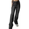 EMMIOL Cargo Pants Women Stretchy Wide Leg Baggy Jeans with Pockets Casual Trousers Y2K Vintage Streetwear Trendy 2026(Black)