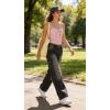 EMMIOL Cargo Pants Women Stretchy Wide Leg Baggy Jeans with Pockets Casual Trousers Y2K Vintage Streetwear Trendy 2026(Black)