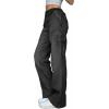 EMMIOL Cargo Pants Women Stretchy Wide Leg Baggy Jeans with Pockets Casual Trousers Y2K Vintage Streetwear Trendy 2026(Black)