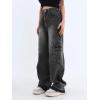 EMMIOL Cargo Pants Women Stretchy Wide Leg Baggy Jeans with Pockets Casual Trousers Y2K Vintage Streetwear Trendy 2026(Black01)
