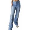 EMMIOL Cargo Pants Women Stretchy Wide Leg Baggy Jeans with Pockets Casual Trousers Y2K Vintage Streetwear Trendy 2026(Blue)