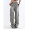 EMMIOL Cargo Pants Women Stretchy Wide Leg Baggy Jeans with Pockets Casual Trousers Y2K Vintage Streetwear Trendy 2026(Gray01)