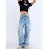 EMMIOL Cargo Pants Women Stretchy Wide Leg Baggy Jeans with Pockets Casual Trousers Y2K Vintage Streetwear Trendy 2026(Light Blue01)