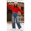 EMMIOL Cargo Pants Women Stretchy Wide Leg Baggy Jeans with Pockets Casual Trousers Y2K Vintage Streetwear Trendy 2026(Mid Blue01)