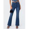 EMMIOL Flare Jeans for Women Trendy, Mid-High Waist Bootcut Bell Bottom Jeans, Stretchy Denim Y2K Pants with Pockets(A-dark Blue-high Rised)