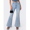 EMMIOL Flare Jeans for Women Trendy, Mid-High Waist Bootcut Bell Bottom Jeans, Stretchy Denim Y2K Pants with Pockets(B-blue Wash-high Rise)