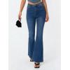 EMMIOL Flare Jeans for Women Trendy, Mid-High Waist Bootcut Bell Bottom Jeans, Stretchy Denim Y2K Pants with Pockets(B-dark Blue-high Rise)