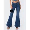 EMMIOL Flare Jeans for Women Trendy, Mid-High Waist Bootcut Bell Bottom Jeans, Stretchy Denim Y2K Pants with Pockets(B-dark Blue-mid Rise)