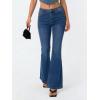 EMMIOL Flare Jeans for Women Trendy, Mid-High Waist Bootcut Bell Bottom Jeans, Stretchy Denim Y2K Pants with Pockets(B-dark Blue-mid Rise)