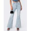 EMMIOL Flare Jeans for Women Trendy, Mid-High Waist Bootcut Bell Bottom Jeans, Stretchy Denim Y2K Pants with Pockets(B-light Blue Wash-high Rise)