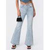 EMMIOL Flare Jeans for Women Trendy, Mid-High Waist Bootcut Bell Bottom Jeans, Stretchy Denim Y2K Pants with Pockets(B-light Blue Wash-mid Rise)
