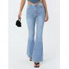 EMMIOL Flare Jeans for Women Trendy, Mid-High Waist Bootcut Bell Bottom Jeans, Stretchy Denim Y2K Pants with Pockets(B-light Blue-high Rise)