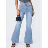 EMMIOL Flare Jeans for Women Trendy, Mid-High Waist Bootcut Bell Bottom Jeans, Stretchy Denim Y2K Pants with Pockets(B-light Blue-high Rise)