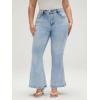 EMMIOL Flare Jeans for Women Trendy, Mid-High Waist Bootcut Bell Bottom Jeans, Stretchy Denim Y2K Pants with Pockets(B-mid Blue Wash-mid Rise)