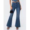 EMMIOL Flare Jeans for Women Trendy, Mid-High Waist Bootcut Bell Bottom Jeans, Stretchy Denim Y2K Pants with Pockets(B-mid Blue-high Rise)