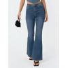 EMMIOL Flare Jeans for Women Trendy, Mid-High Waist Bootcut Bell Bottom Jeans, Stretchy Denim Y2K Pants with Pockets(B-mid Blue-high Rise)