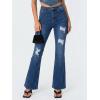 EMMIOL Flare Jeans for Women Trendy, Mid-High Waist Bootcut Bell Bottom Jeans, Stretchy Denim Y2K Pants with Pockets(C-dark Blue-high Rise)
