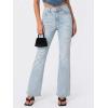 EMMIOL Flare Jeans for Women Trendy, Mid-High Waist Bootcut Bell Bottom Jeans, Stretchy Denim Y2K Pants with Pockets(C-light Blue Wash-high Rise)
