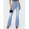 EMMIOL Flare Jeans for Women Trendy, Mid-High Waist Bootcut Bell Bottom Jeans, Stretchy Denim Y2K Pants with Pockets(C-light Blue-high Rise)