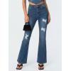 EMMIOL Flare Jeans for Women Trendy, Mid-High Waist Bootcut Bell Bottom Jeans, Stretchy Denim Y2K Pants with Pockets(C-mid Blue-high Rise)