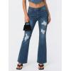 EMMIOL Flare Jeans for Women Trendy, Mid-High Waist Bootcut Bell Bottom Jeans, Stretchy Denim Y2K Pants with Pockets(C-mid Blue-mid Rise)