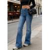 EMMIOL Flare Jeans for Women Trendy, Mid-High Waist Bootcut Bell Bottom Jeans, Stretchy Denim Y2K Pants with Pockets(Medium Blue)