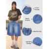 EMMIOL Jorts for Women Baggy Jeans Shorts Y2K Wide Leg Denim Barrel Shorts Grunge Streetwear(Mid Blue)