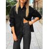EMMIOL Women Denim Shirts Oversized Long Sleeve Button Down Blouse Distresse Jean Jacket Fall Outfits 2026(A2 Black)