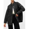 EMMIOL Women Denim Shirts Oversized Long Sleeve Button Down Blouse Distresse Jean Jacket Fall Outfits 2026(Black)