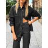 EMMIOL Women Denim Shirts Oversized Long Sleeve Button Down Blouse Distresse Jean Jacket Fall Outfits 2026(Black)